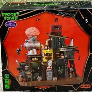 Lemax Spooky Town Mystery Meat Grinder Set - Black, Red, Green